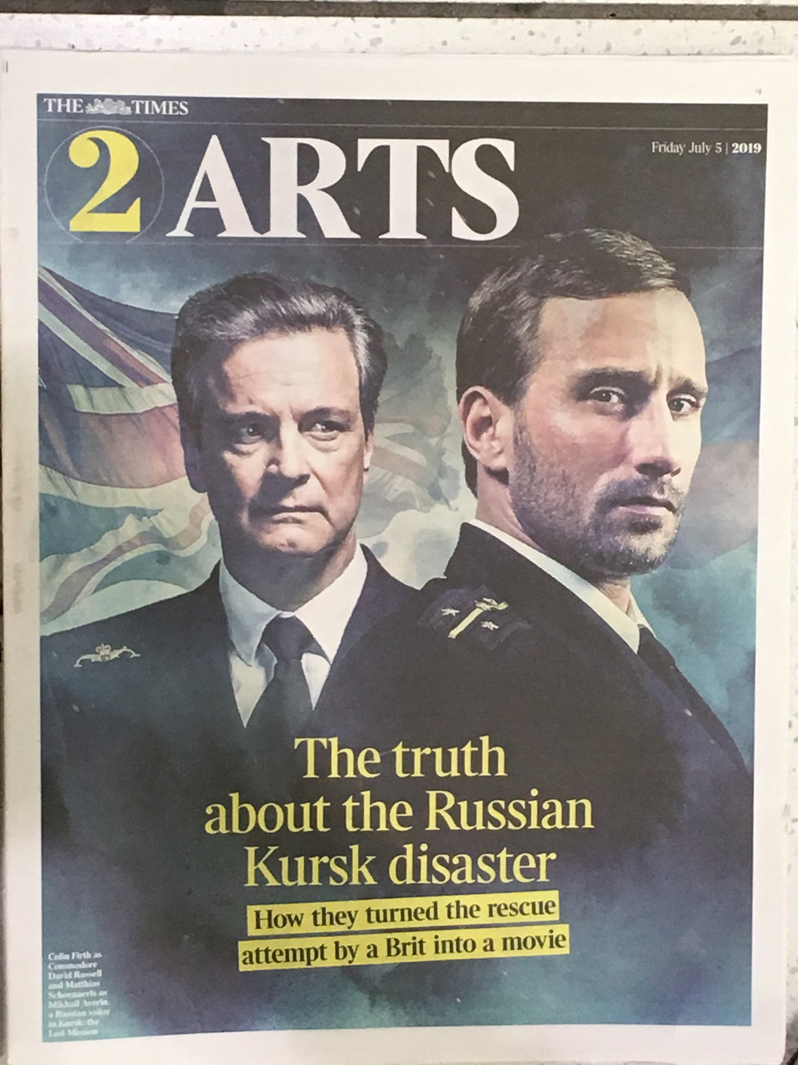 Matthias Schoenaerts & Colin Firth UK Times 2 Arts July 2019