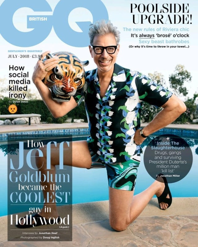 British GQ Magazine July 2018: Jurassic World JEFF GOLDBLUM COVER = CHRIS MEARS = ROGER DALTREY