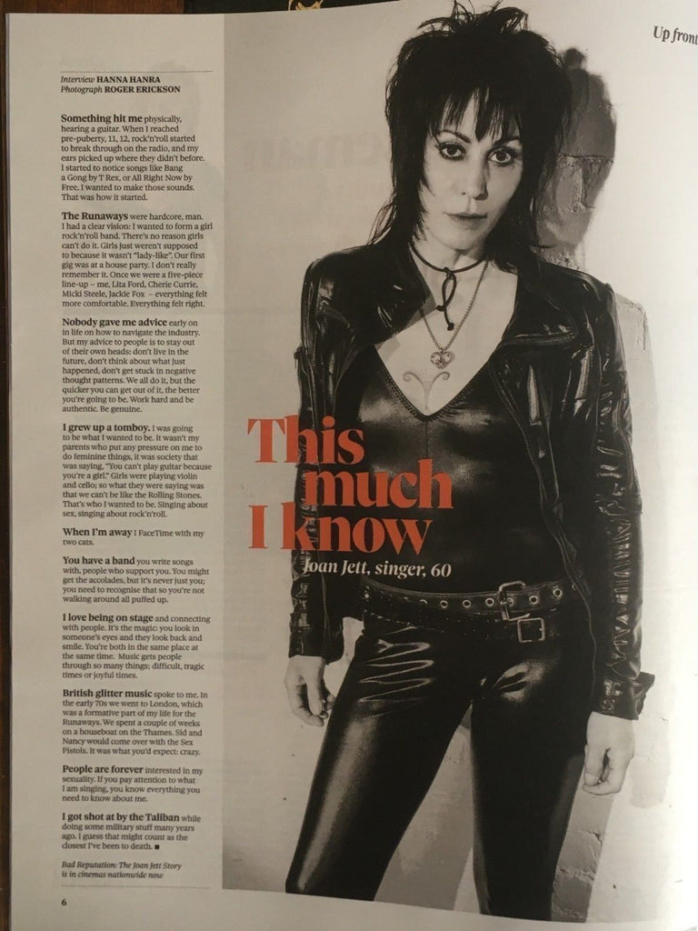 UK Observer Magazine NOV 2018: JOAN JETT The Runaways CHRIS O'DOWD