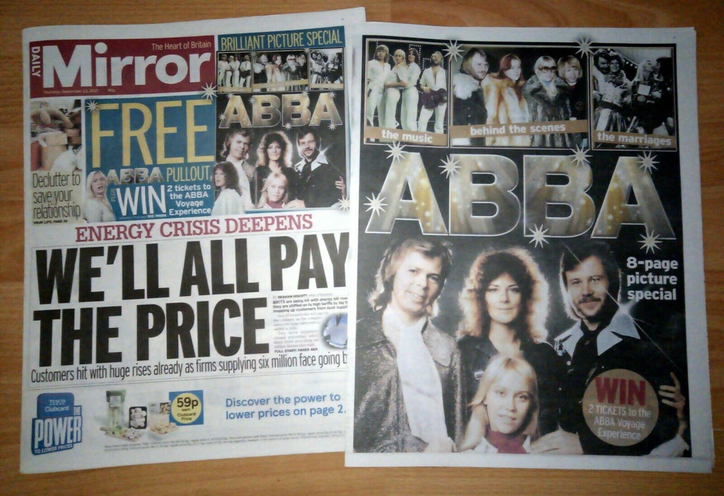 Daily Mirror Newspaper 23rd September 2021 - ABBA Voyage Pullout