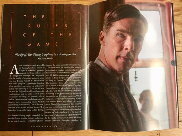 BENEDICT CUMBERBATCH Imitation Game PHOTO COVER CURZON MAGAZINE NOVEMBER 2014