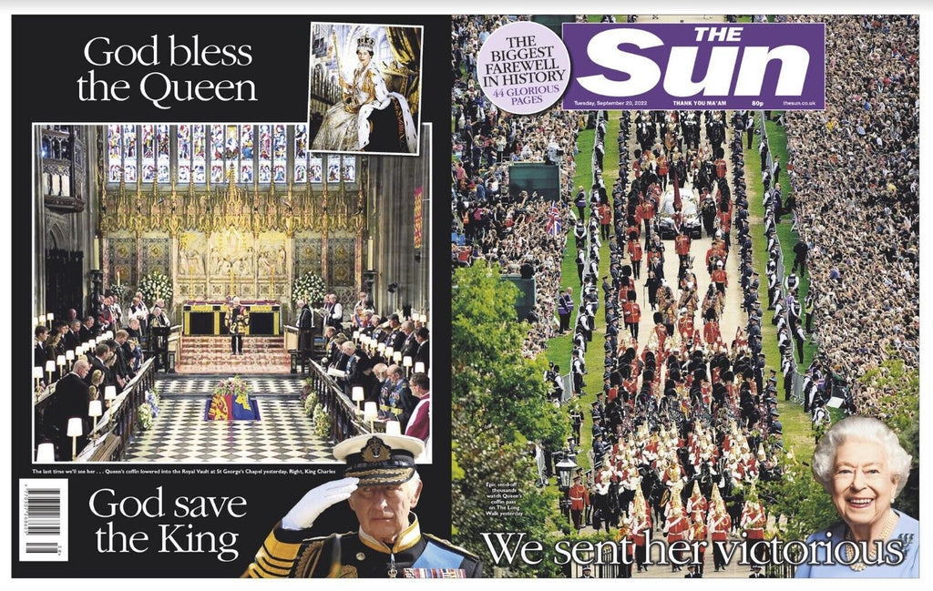 THE SUN UK NEWSPAPER QUEEN ELIZABETH II FUNERAL 1926-2022 - SEPT 20th 2022