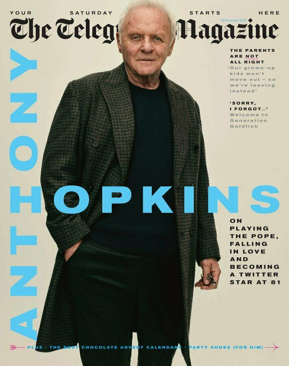 (UK) TELEGRAPH Magazine November 2019: ANTHONY HOPKINS PHOTO COVER INTERVIEW