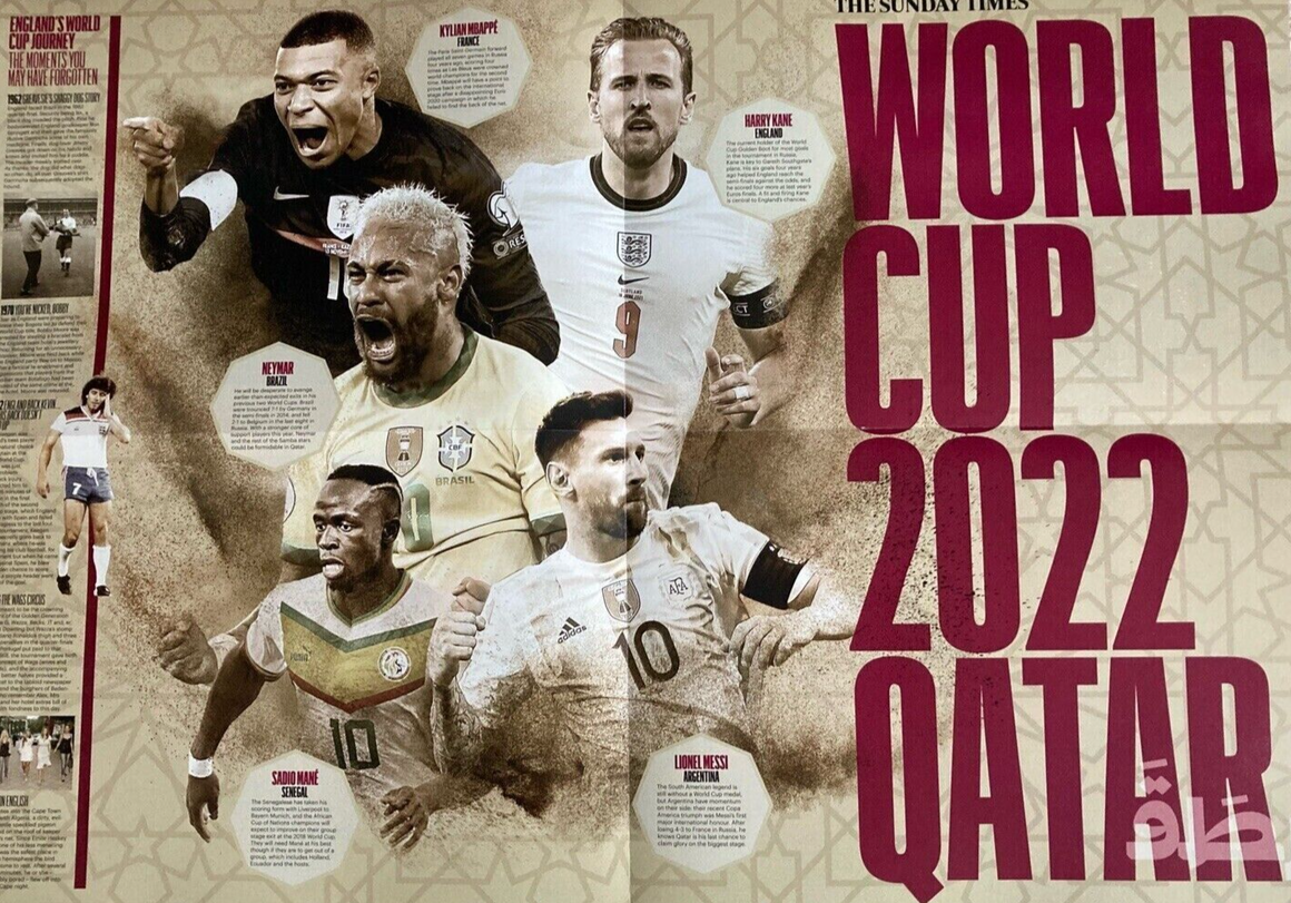 WORLD CUP QATAR 2022 Fixtures Wallchart Double-Sided Poster - THE SUNDAY TIMES