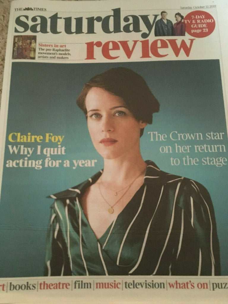 TIMES REVIEW October 2019: THE CROWN: CLAIRE FOY COVER INTERVIEW Sir Elton John