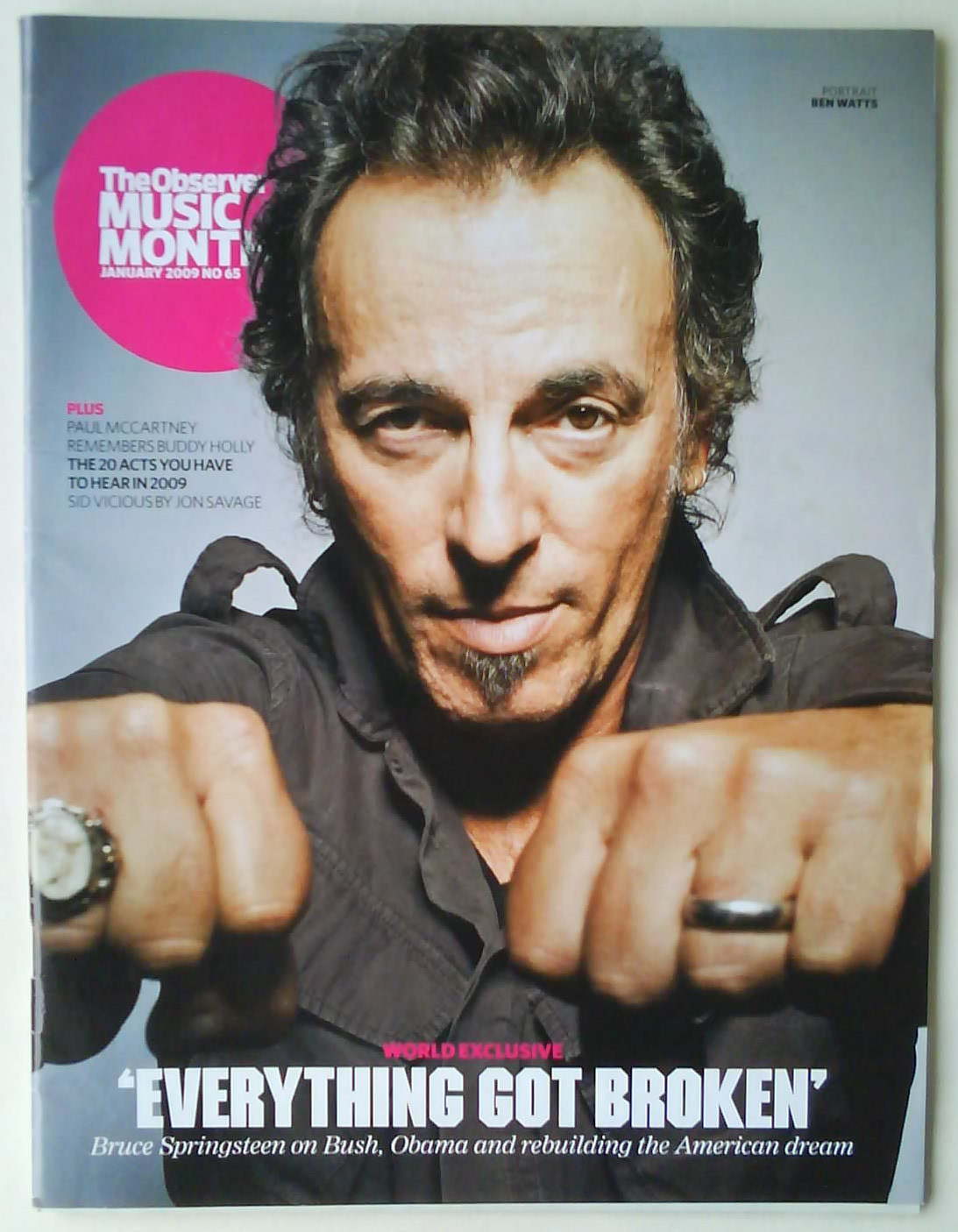 BRUCE SPRINGSTEEN RARE Observer Music Monthly Mag Jan 2009 SID VICIOUS PUNK