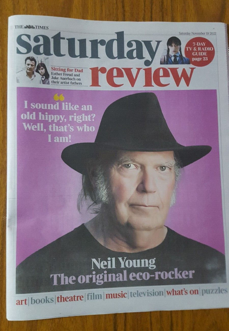 Times Saturday Review Neil Young Interview 19th November 2022