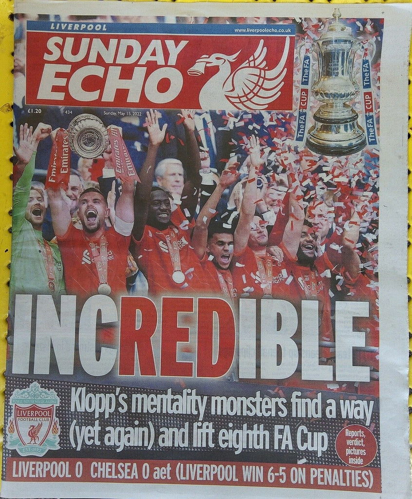 LIVERPOOL ECHO 15th May 2022 FA CUP CHAMPIONS 2021/2022