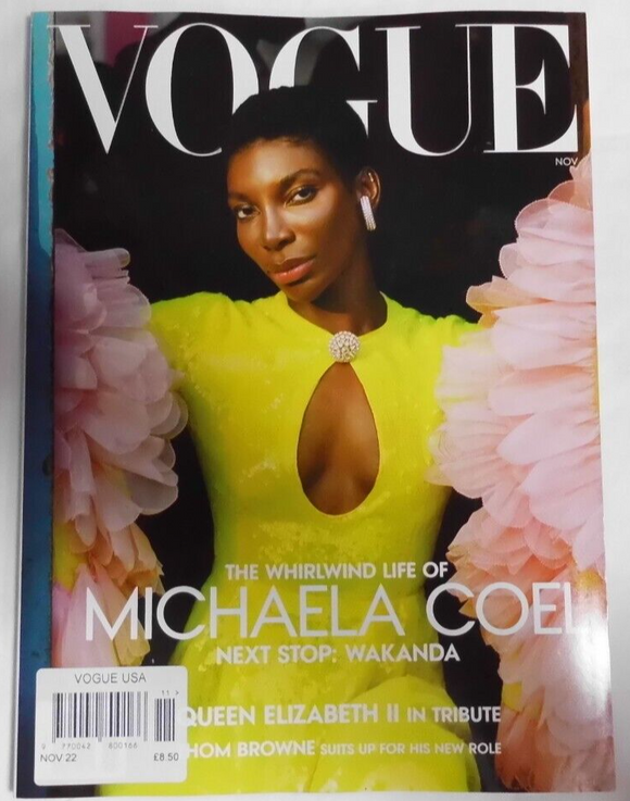 Vogue USA magazine Nov 2022 Michaela Coel Wakanda + Queen Elizabeth II Tribute