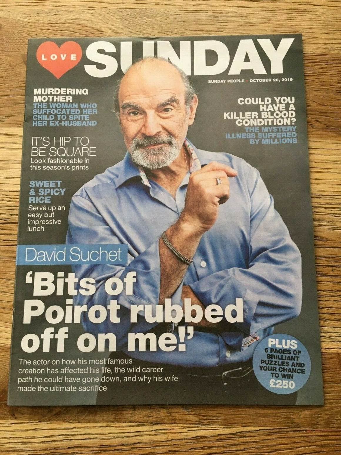 UK LOVE SUNDAY Magazine Oct 2019: DAVID SUCHET (Poirot) Cover + Interview