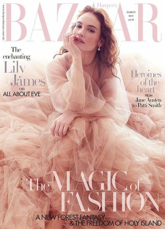 UK Harper's Bazaar Magazine March 2019: LILY JAMES COVER STORY