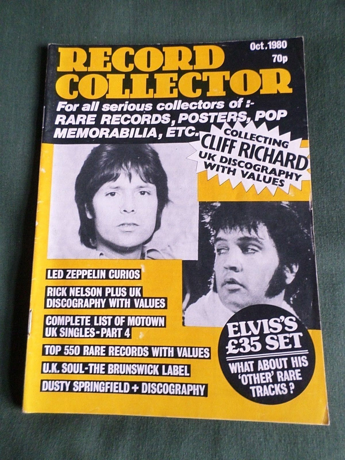 RECORD COLLECTOR MAGAZINE- OCT 1980 - CLIFF RICHARD- ELVIS PRESLEY