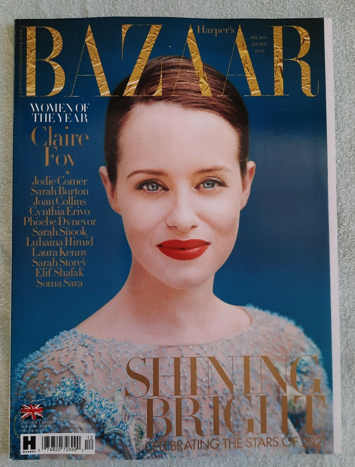 CLAIRE FOY COVER HARPER'S BAZAAR (UK) DECEMBER 2021