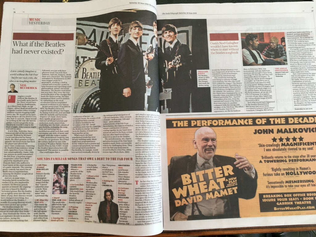 UK Telegraph Review June 2019: FLORENCE PUGH Cover & Interview - THE BEATLES