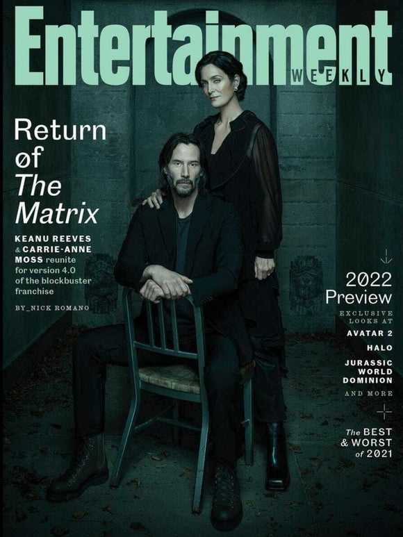 THE MATRIX - KEANU REEVES & CARRIE ANNE MOSS ENTERTAINMENT WEEKLY - JAN 2022