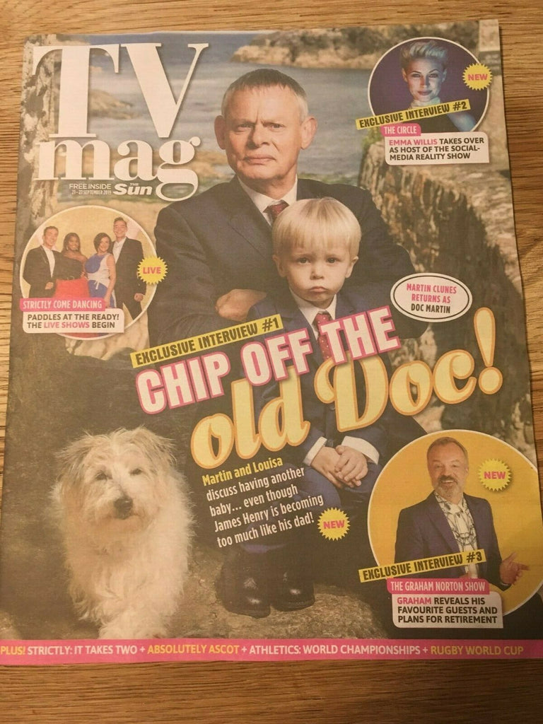 SUN TV Magazine 21 Sept 2019: MARTIN CLUNES Doc Martin FIONA BRUCE Dow Blyton