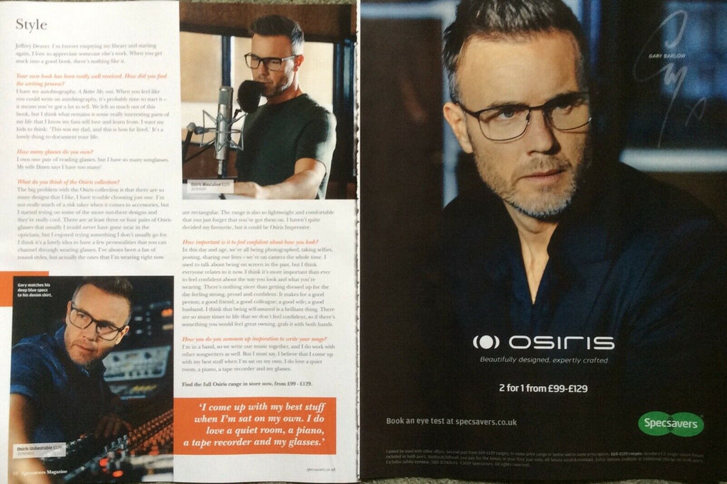 GARY BARLOW Take That UK Specsavers Magazine Spring/Summer 2019