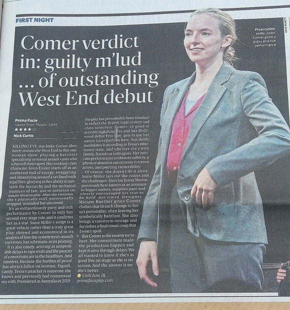 London Evening Standard Newspaper - 28th April 2022 - Jodie Comer West End Debut