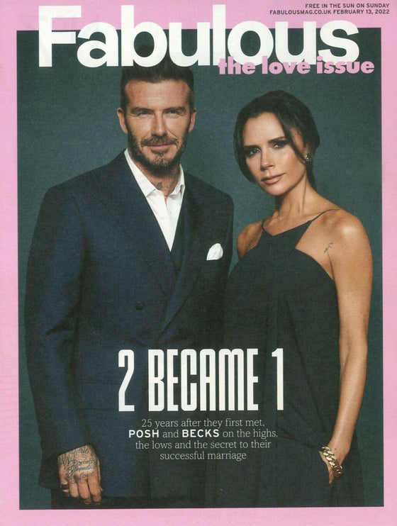 David & Victoria Beckham UK Fabulous Magazine Love Issue 13/02/22 Posh And Becks
