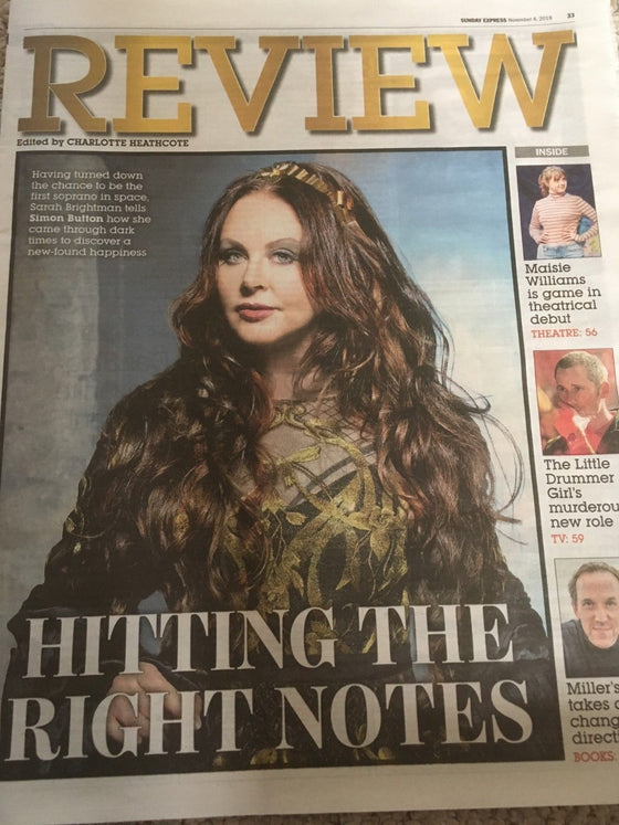 Sunday Express Review 4 November 2018 Sarah Brightman Cover Interview