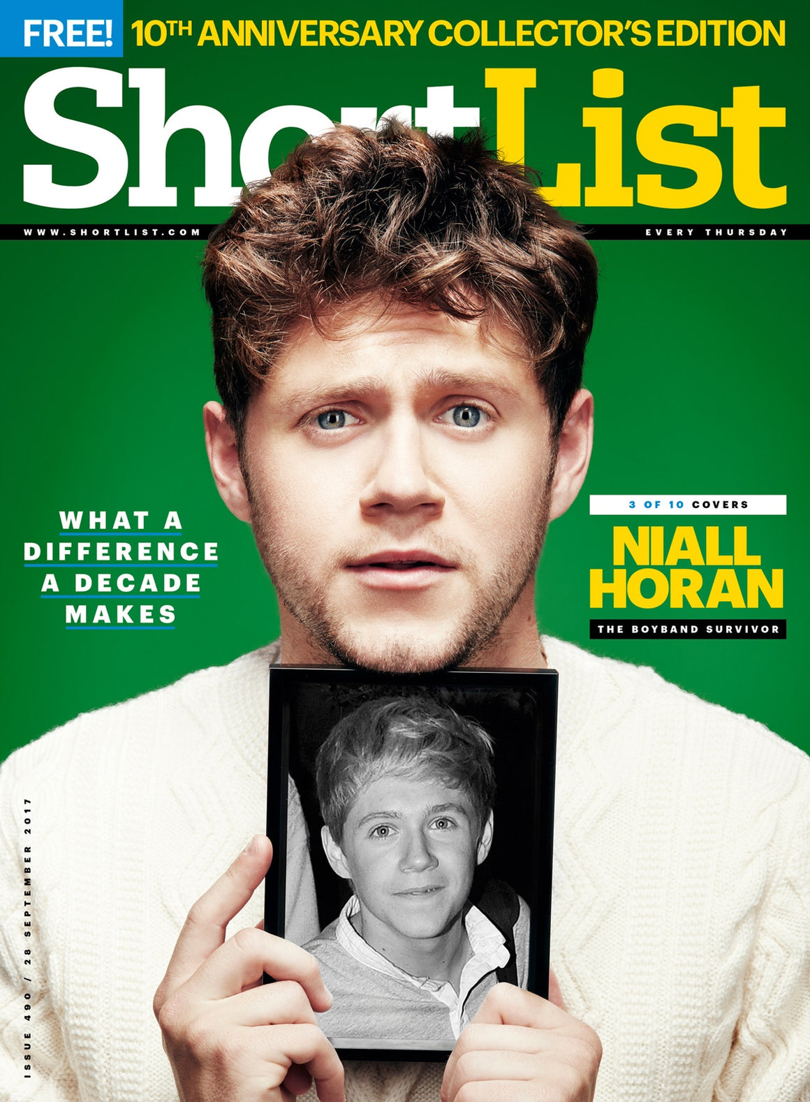Niall Horan of One Direction on the cover of Shortlist Magazine
