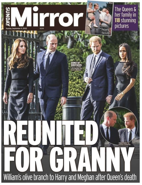 DAILY MIRROR UK NEWSPAPER QUEEN ELIZABETH II DEATH 1926-2022 - SEPT 11th 2022