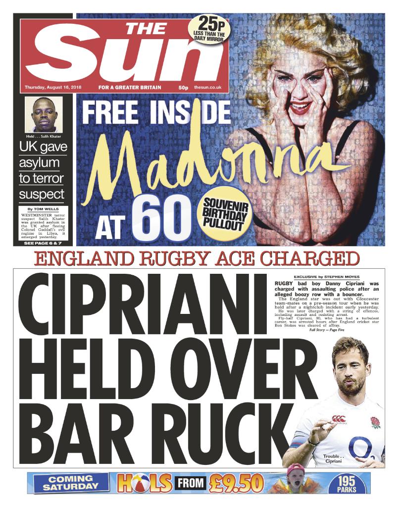 The Sun Newspaper August 16 2018: Happy Birthday Madonna 60th Souvenir Pull Out
