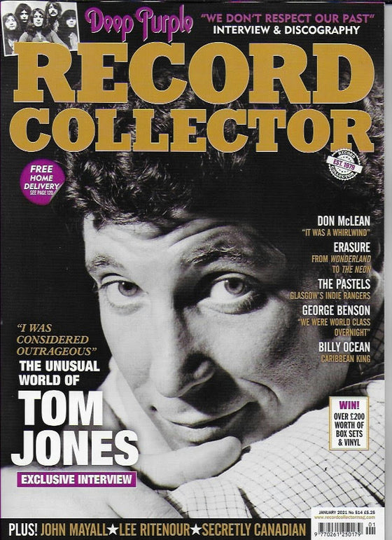 RECORD COLLECTOR magazine January 2021 #514 - TOM JONES John Mayall DEEP PURPLE