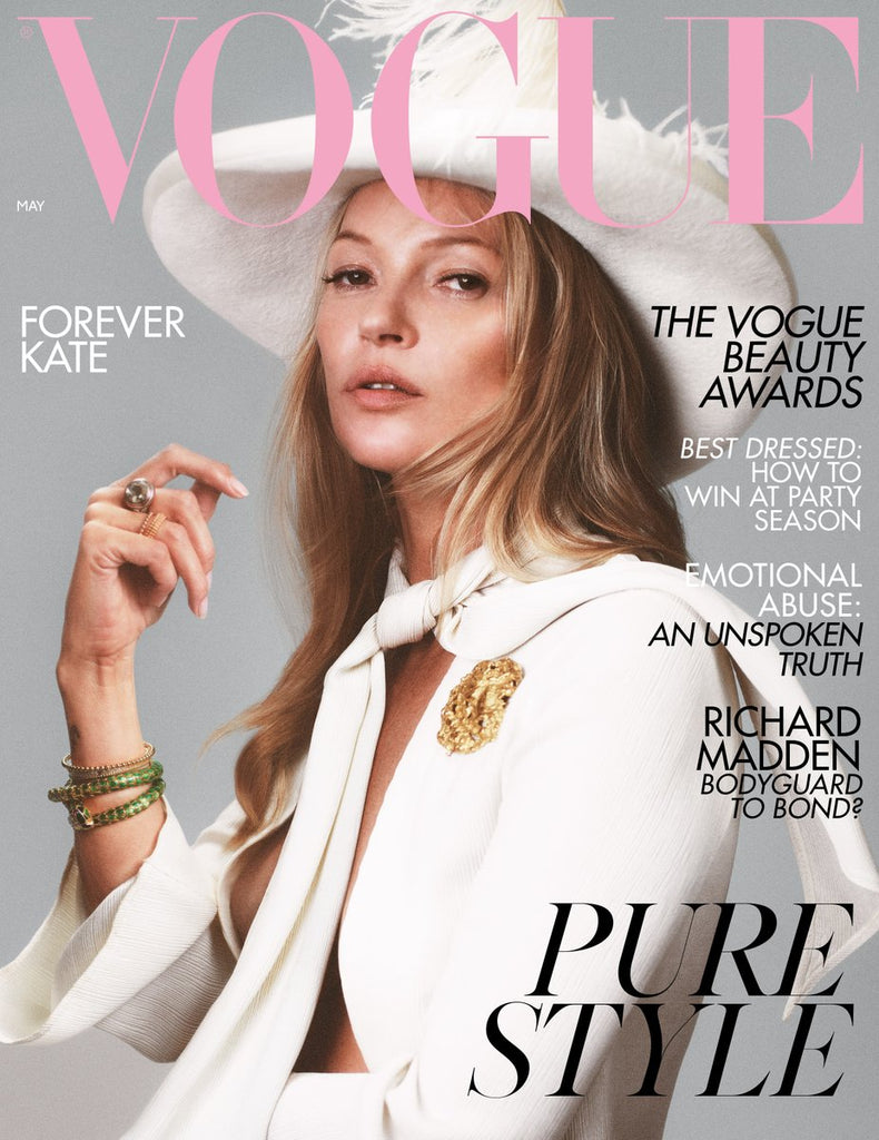 UK Vogue magazine May 2019: KATE MOSS COVER AND FEATURE RICHARD MADDEN